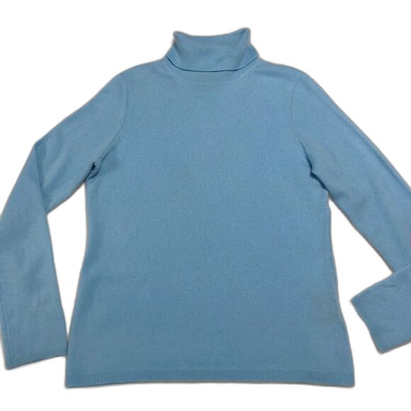 Sutton Studio Cashmere Turtleneck Sweater Women's Large Blue Minimalist Cozy - Picture 8 of 11